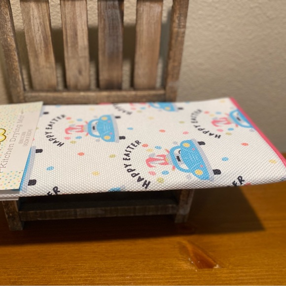 Gnome Easter Dish Drying Mat, Bunny Gnome Driving A Blue Car Dish Drying Mat - Picture 13 of 13